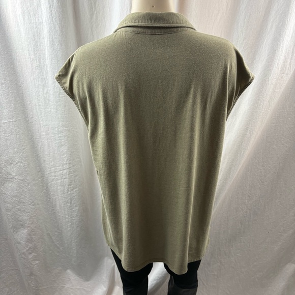 Kit and Ace Cap-Sleeve Pullover Collar Olive Green Top L/XL - Picture 2 of 7